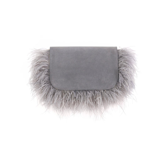 BIRDY feather flap suede leather grey small