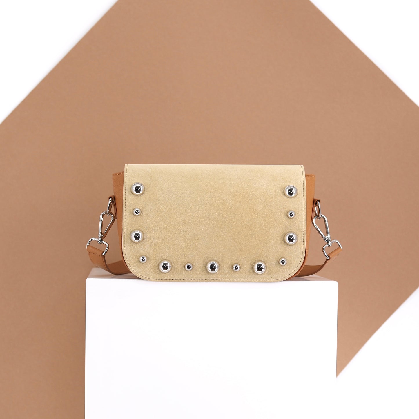 EMILIA handbag genuine leather caramel small