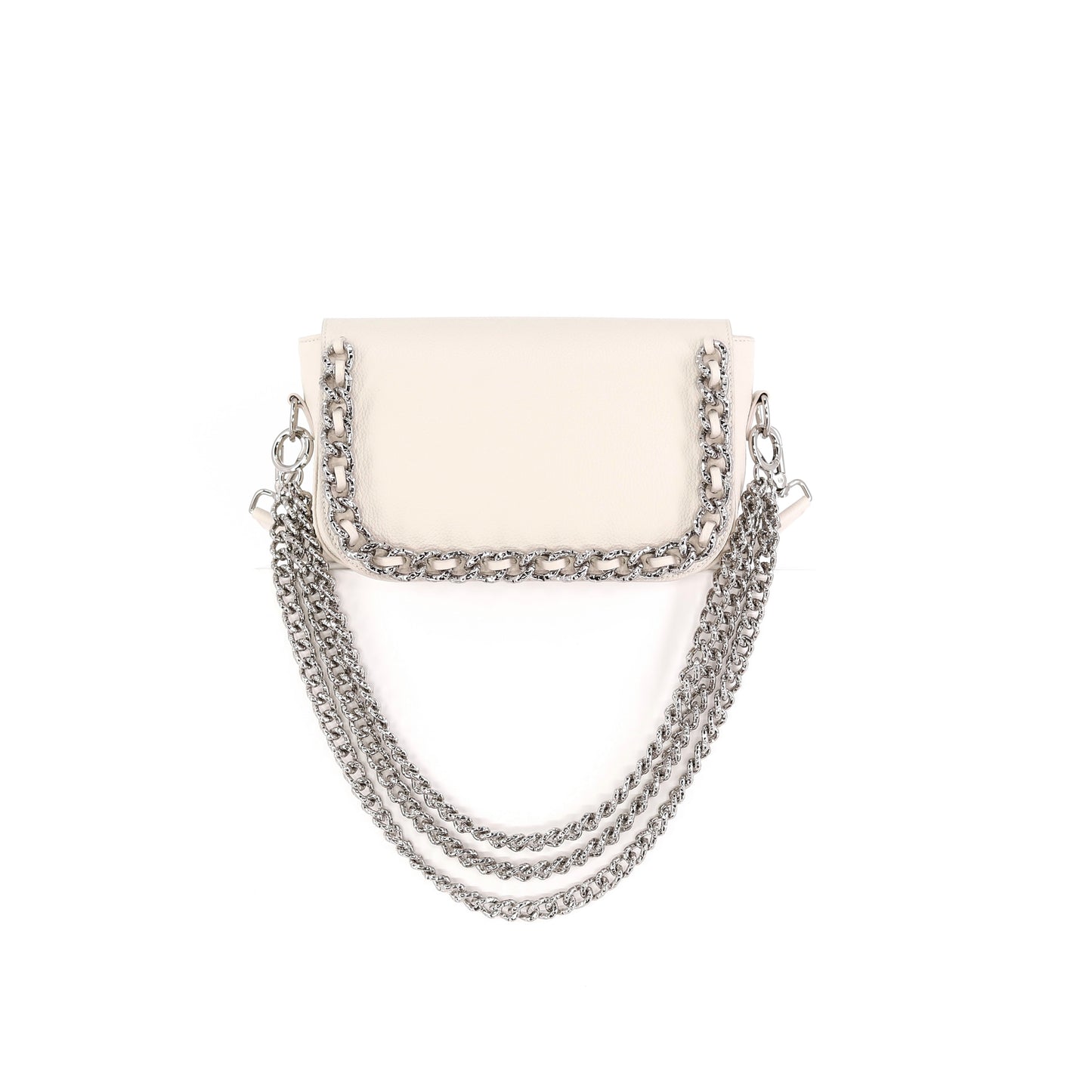 CHAIN ME UP flap genuine leather beige small