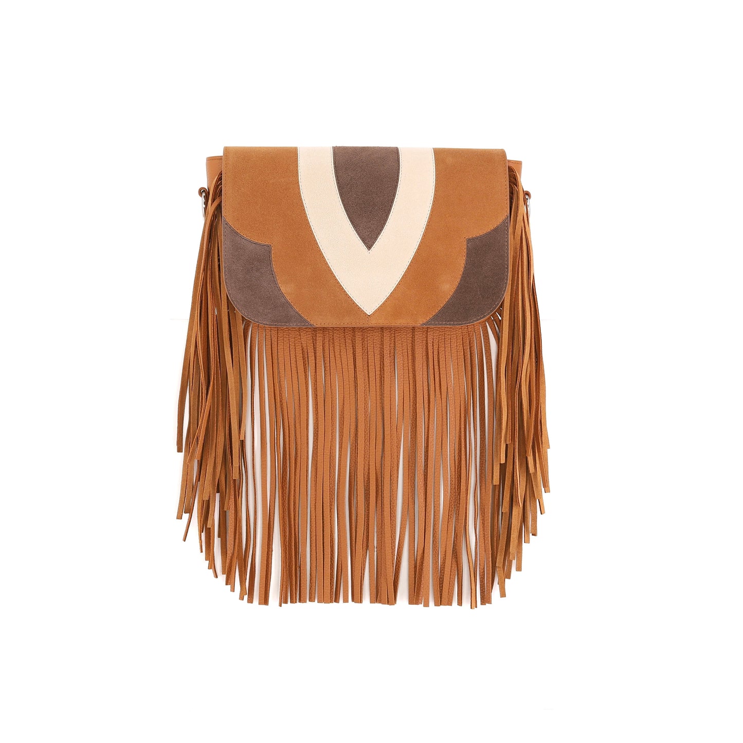 FREE SPIRIT flap suede leather caramel small