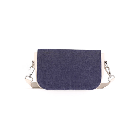 SIMPLY MODERN flap in a dark blue jeans fabric small