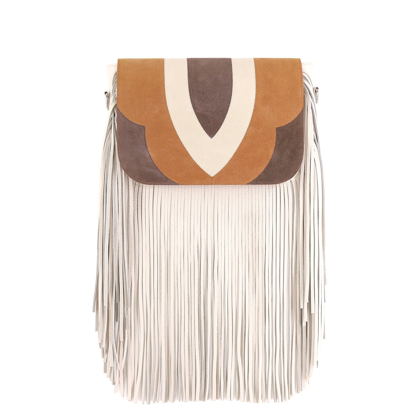 GABRIELLE handbag with fringes genuine beige medium