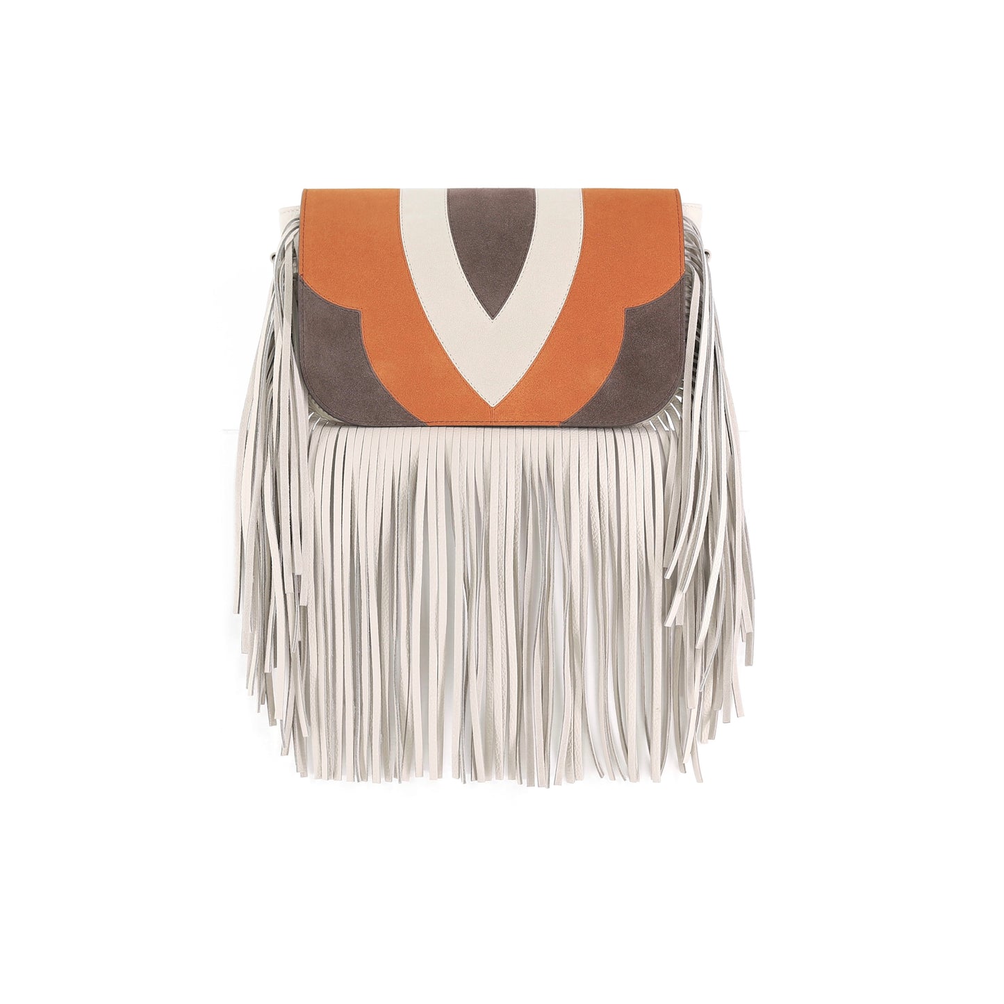 FREE SPIRIT flap suede leather orange brown small