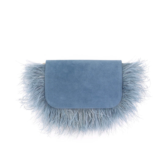 BIRDY flap suede leather light blue small