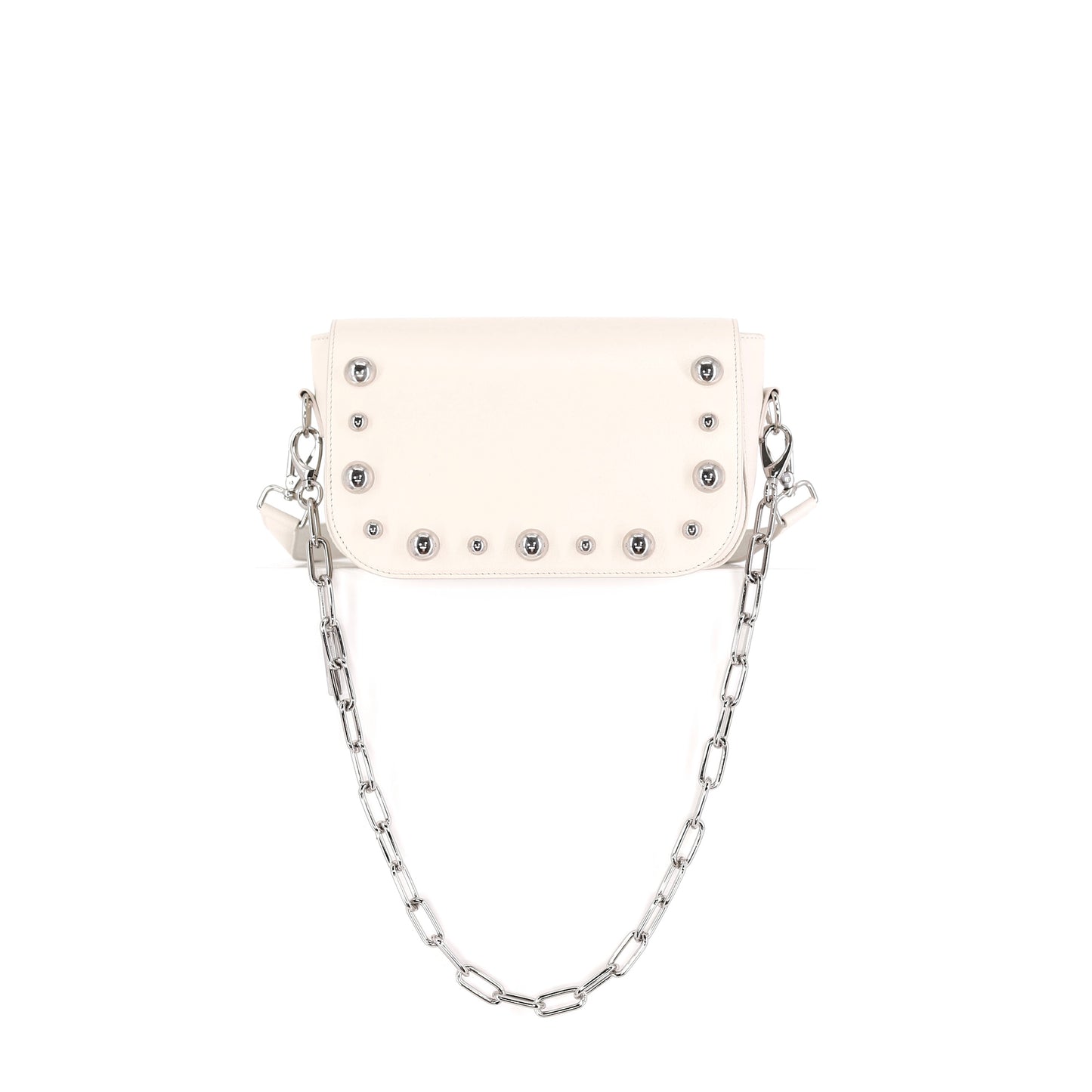 BRONX flap genuine leather beige with studs small