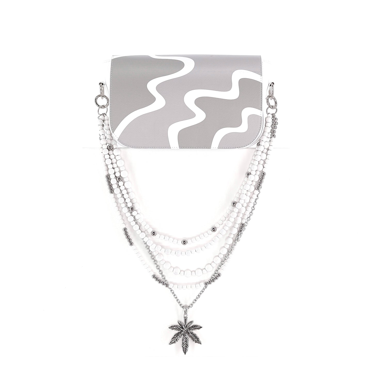 COOL REVOLUZZA 5 jewlery chain in white with marijuana  pendant - CUSTOM MADE