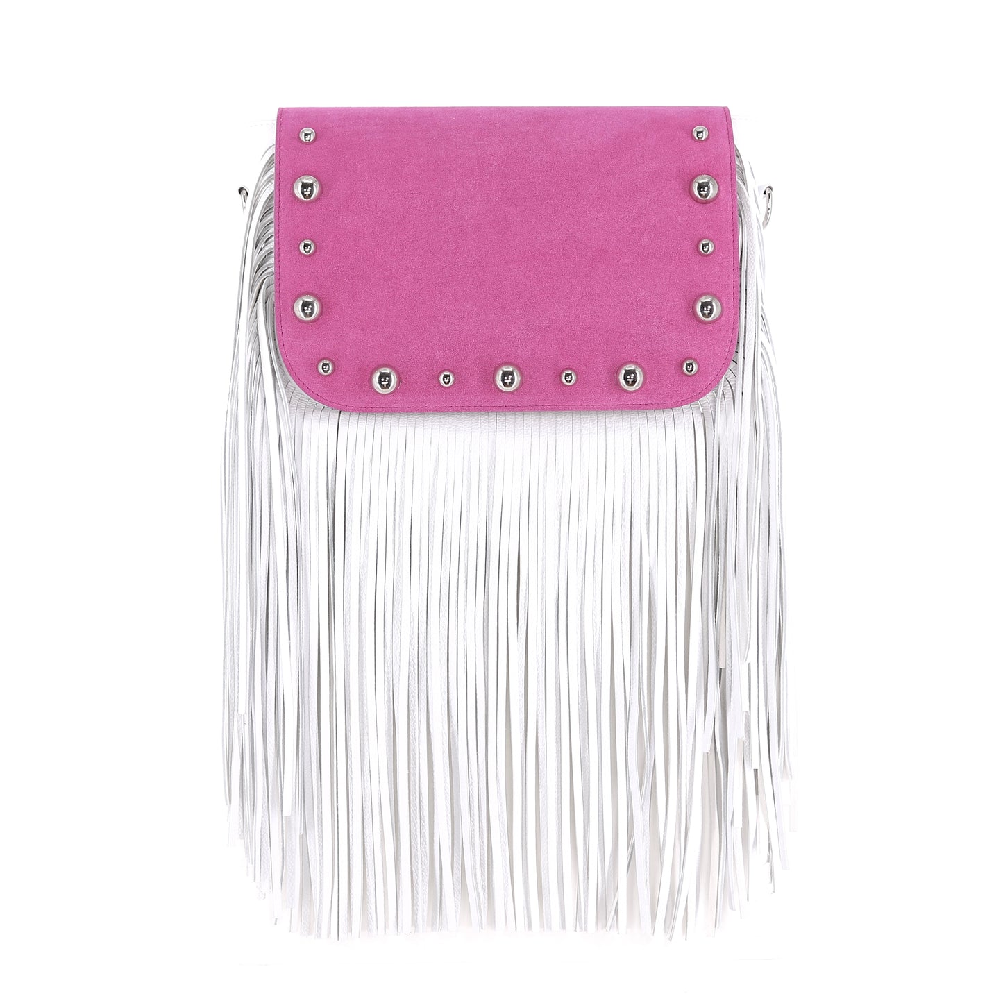 GABRIELLE handbag with fringes genuine leather white medium