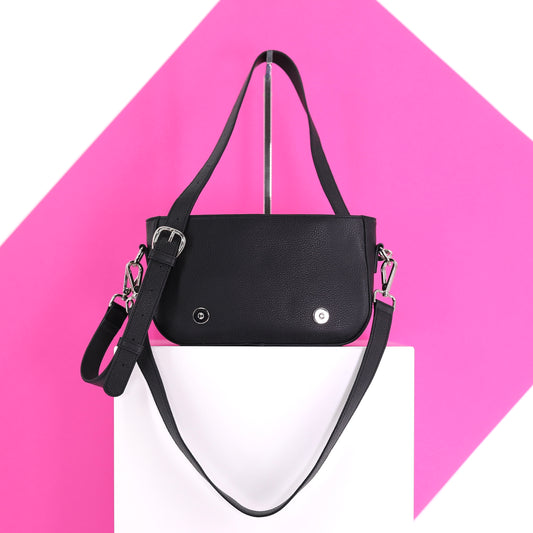 EMILIA handbag genuine leather black small