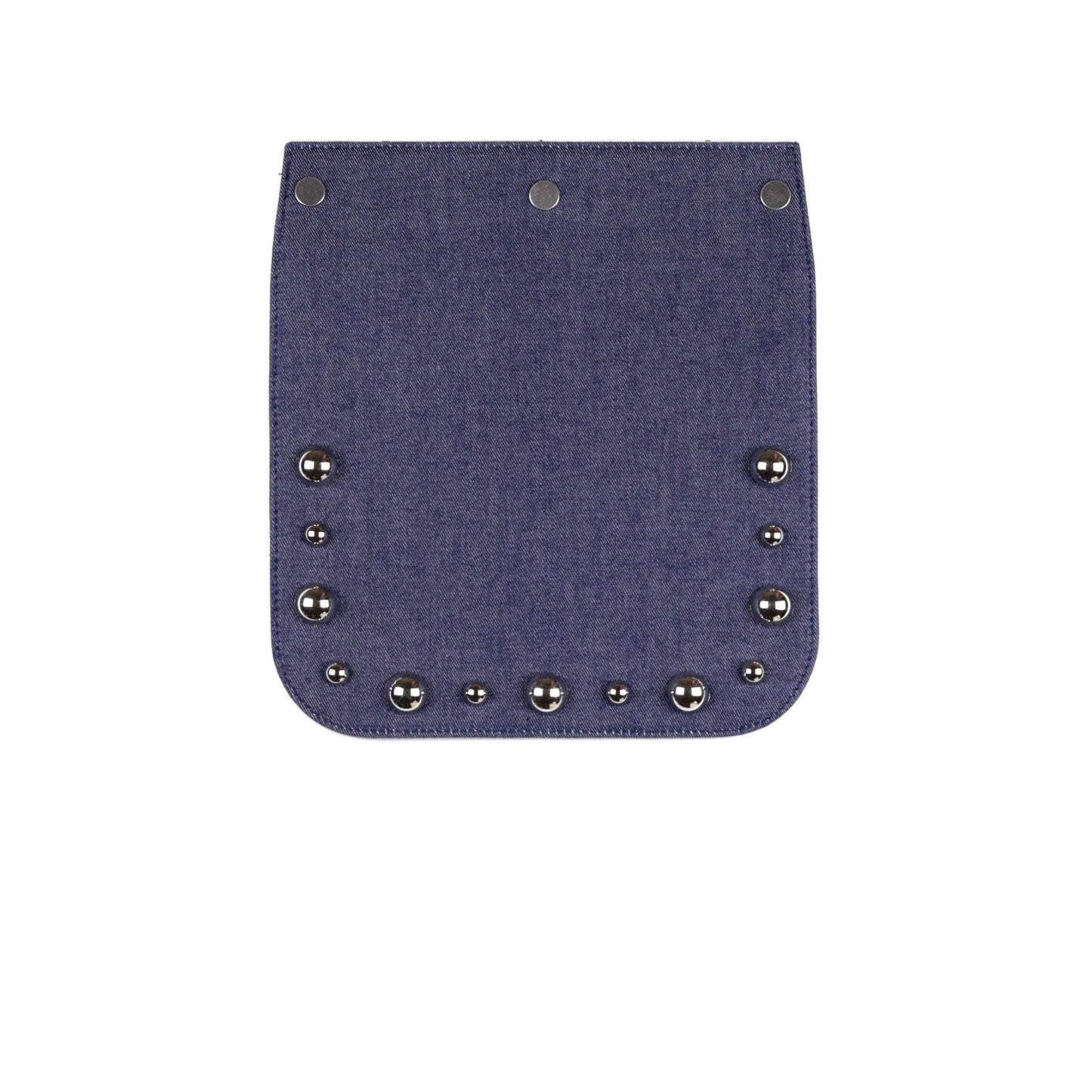 BRONX flap in a dark blue jeans fabric with studs small - PREORDER