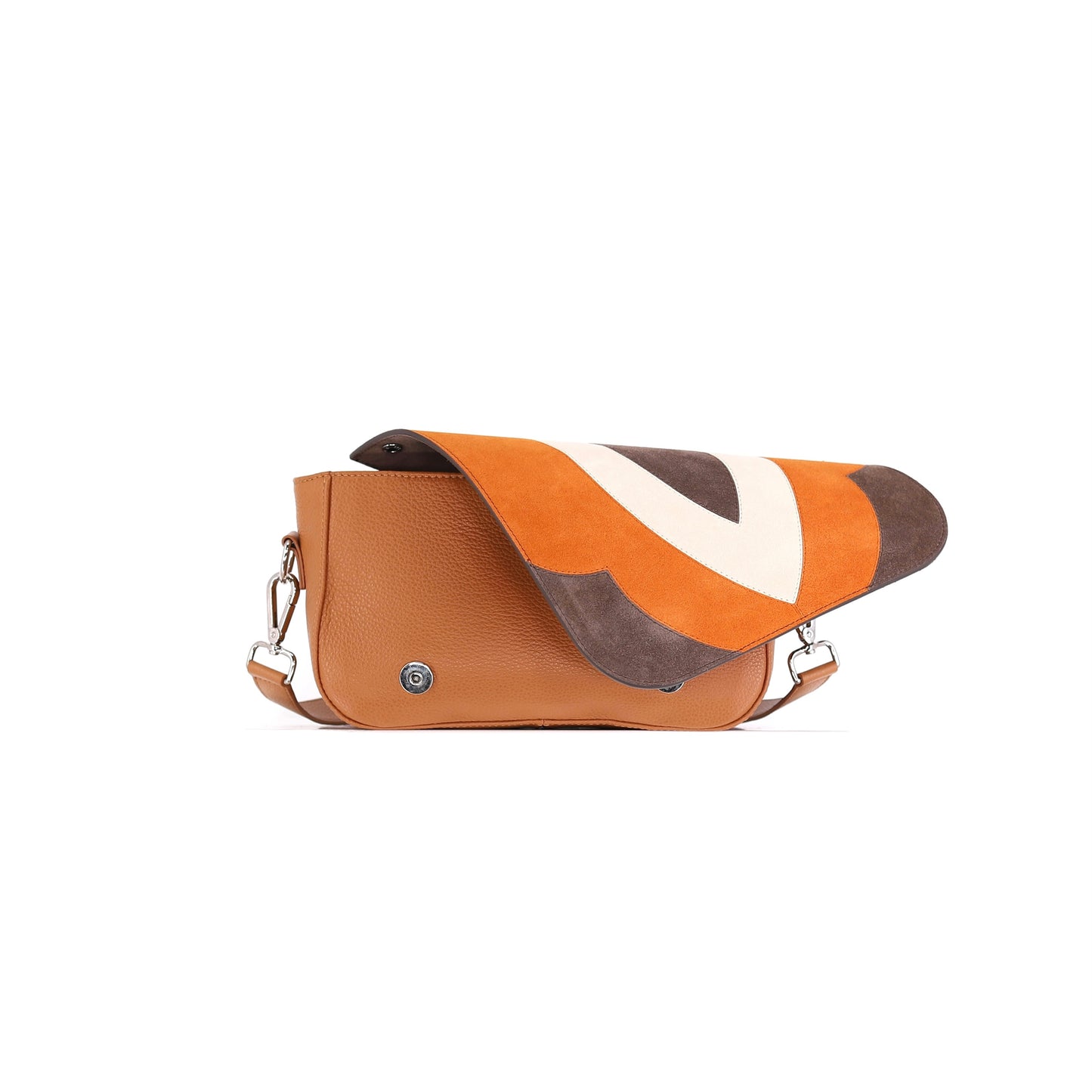 FREE SPIRIT flap suede leather orange brown small