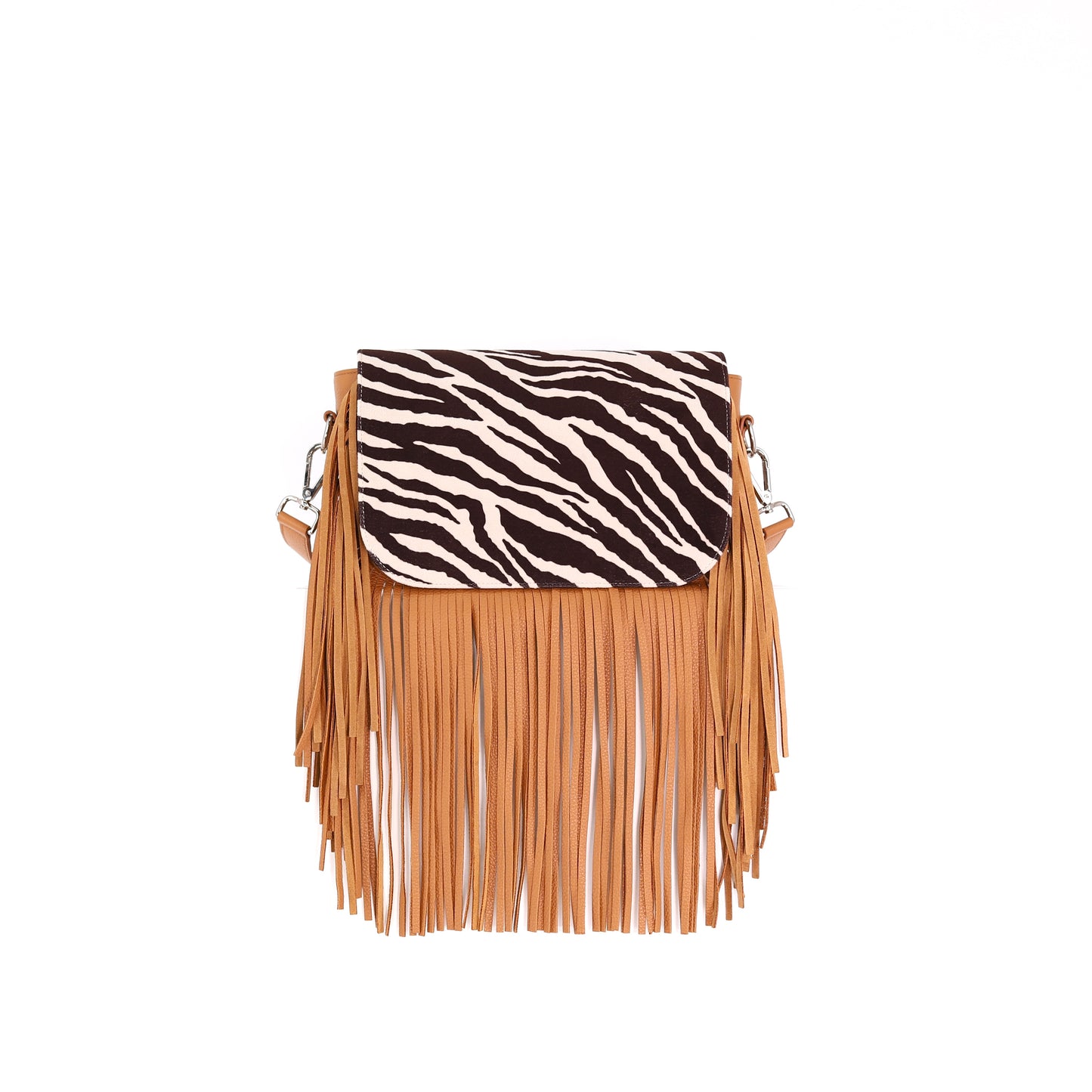 ZEBRA flap velvet brown beige small