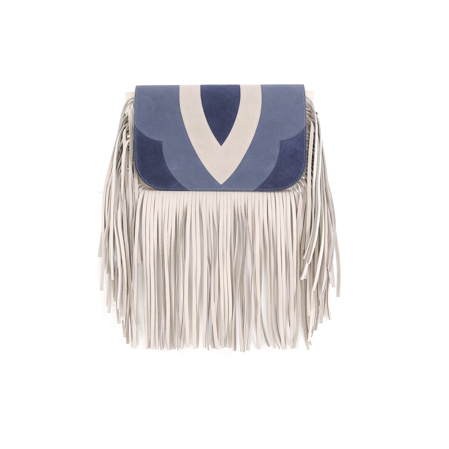 FREE SPIRIT flap suede leather blue small