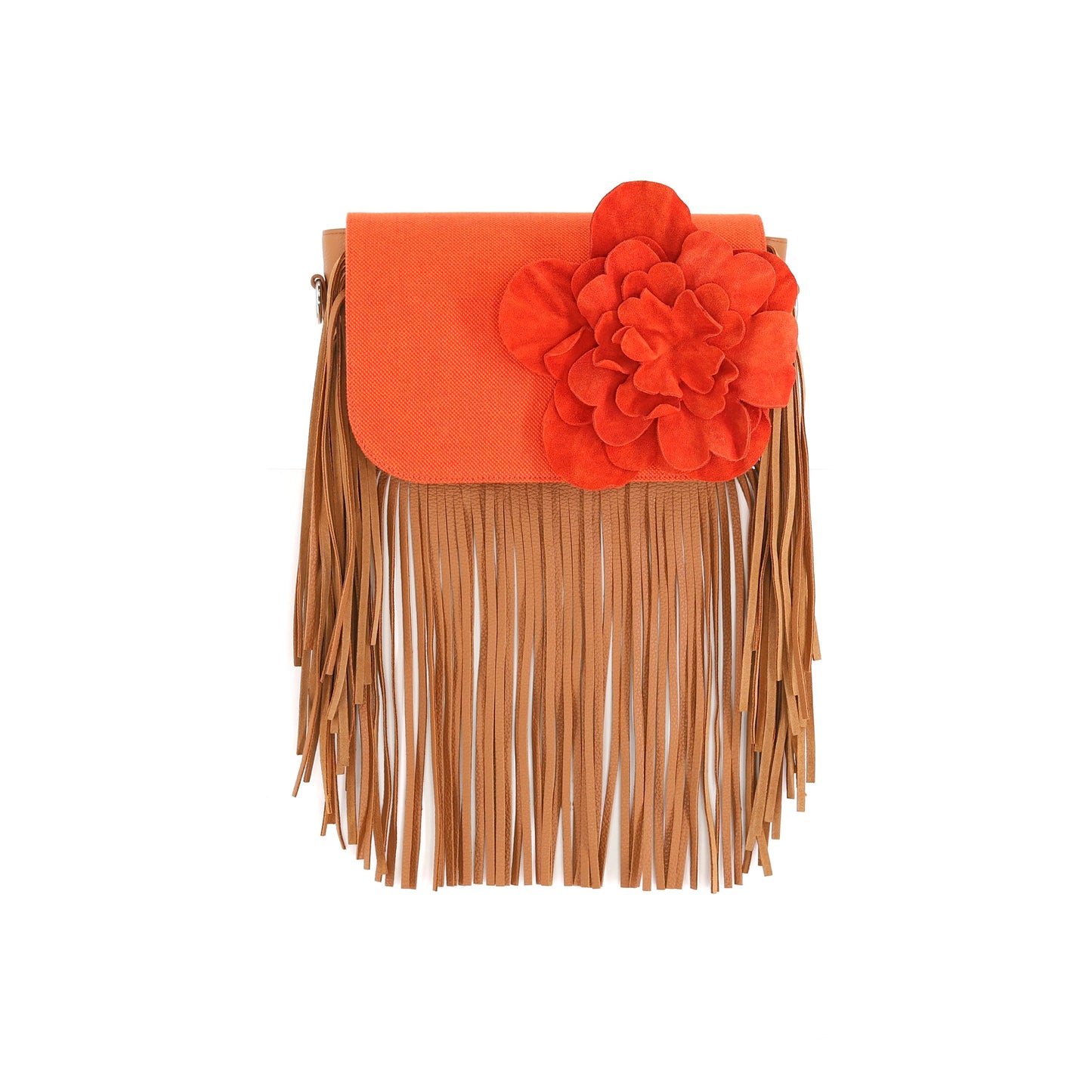 FLOWER POWER Klappe aus Stoff in orange, small