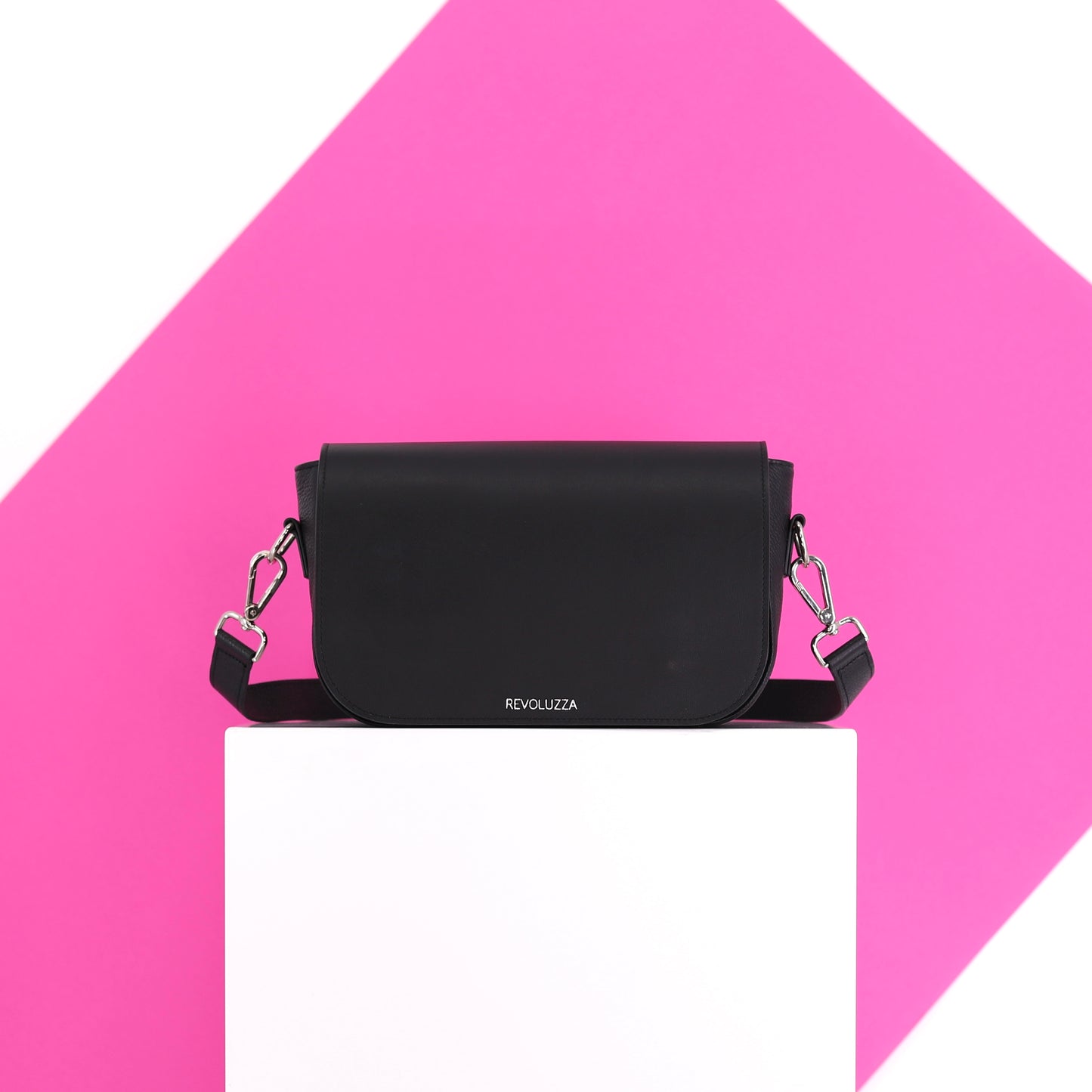 SIMPLY MODERN flap genuine leather black small