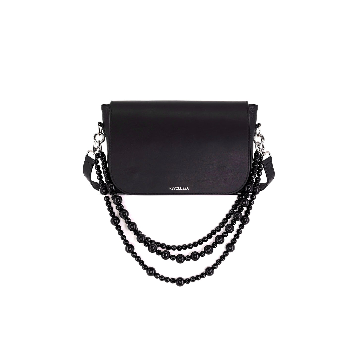 EMILIA Handtasche aus echtem Leder in schwarz, medium