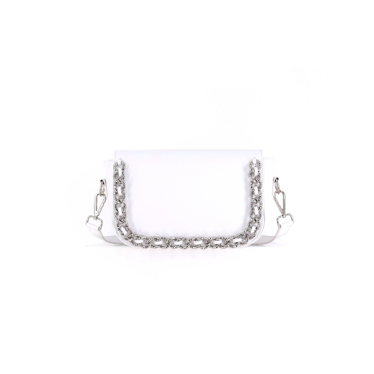 CHAIN ME UP flap genuine leather white small