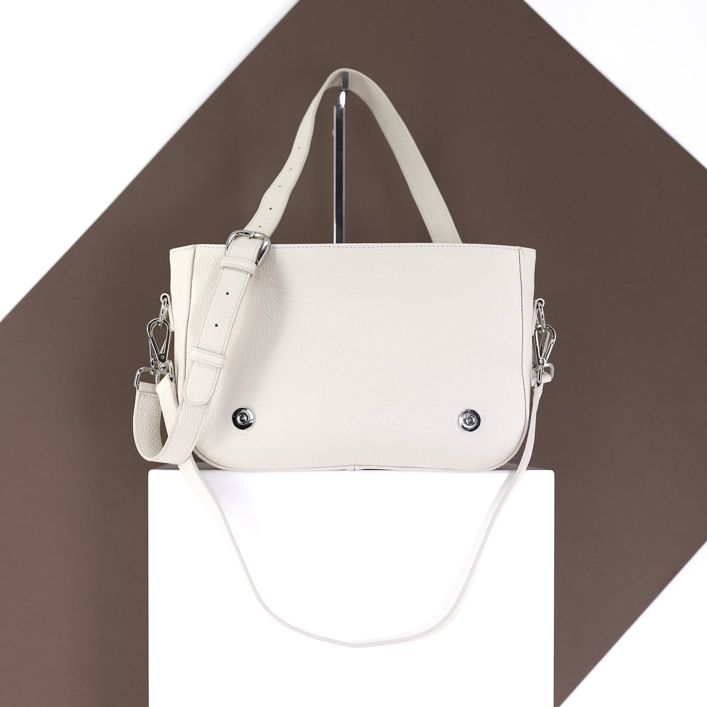 EMILIA Handtasche aus echtem Leder in beige,  medium