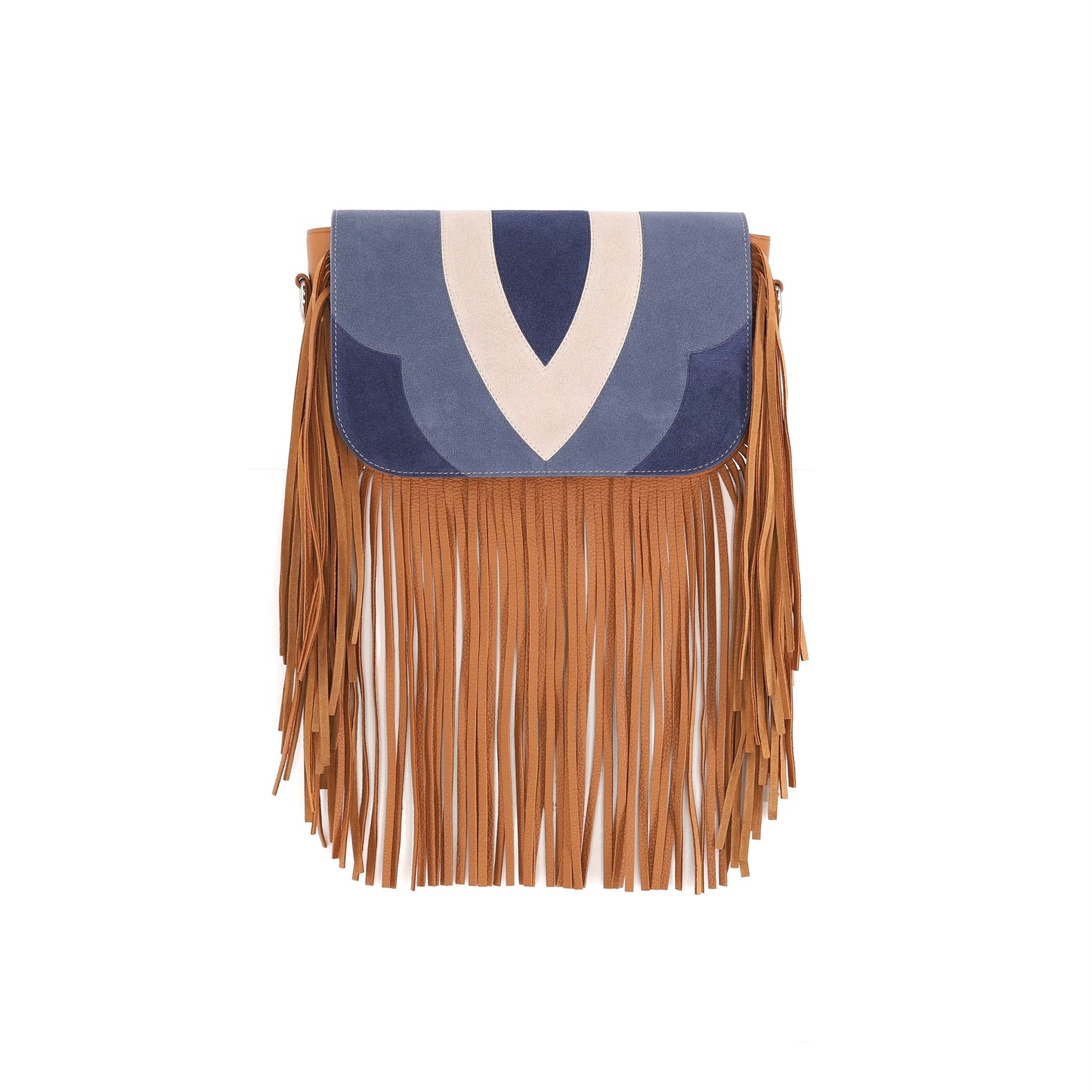 FREE SPIRIT flap suede leather blue small