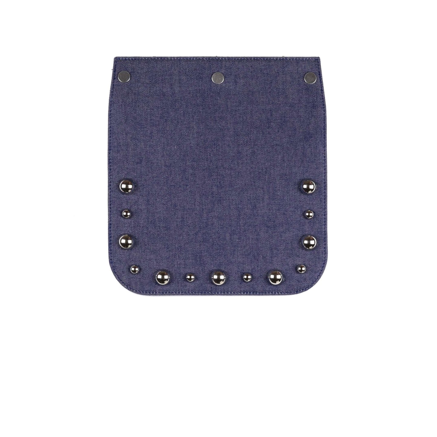 BRONX flap in a dark blue jeans fabric with studs small