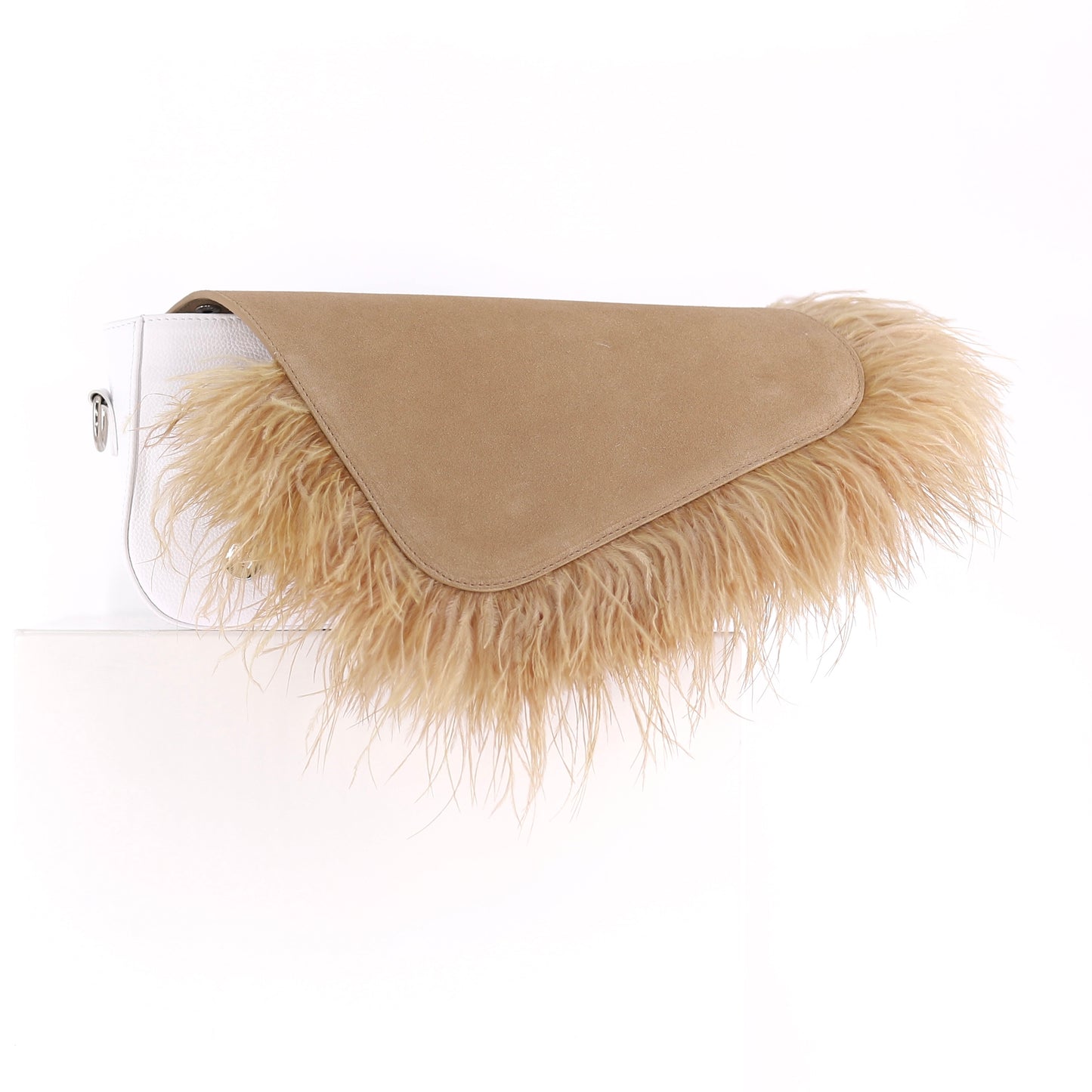 BIRDY feather flap suede leather beige small